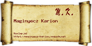 Maginyecz Karion névjegykártya